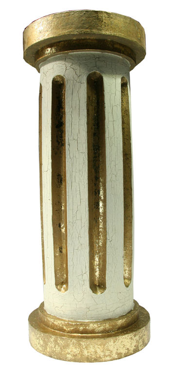 Säule weiß gold "Chapiteau Dorique", rund 31 x 76cm